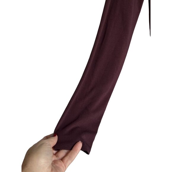 Athleta Womens Long Sleeve Top Size L Burgundy Athleisure Yoga Gym Cut Out Back - Picture 4 of 8